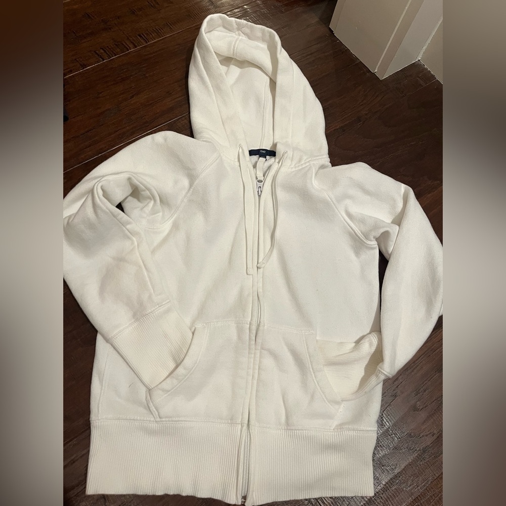 Gap white zip up hoodie